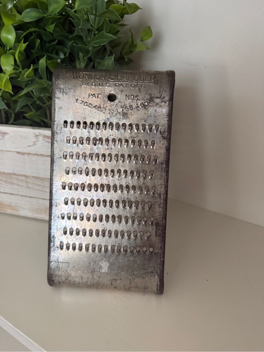 Antique 1930s Wonder Shredder Metal Food Grater Primitive Farmhouse Kitchen